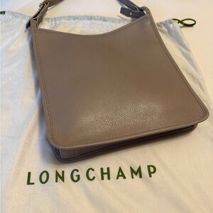 NEW Longchamp Turtledove Taupe Large Leather Crossbody Shoulder Bag